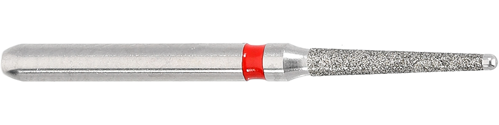 Fine grit round end tapered diamond bur with safe end for subgingival margin finishing