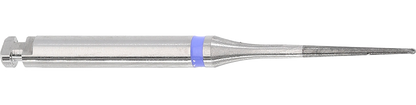 Tungsten carbide endodontic bur for isthmus preparation with long neck and colour-coded ring
