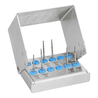6-piece surgical bur kit for bone cutting, osteotomy and tooth separation procedures